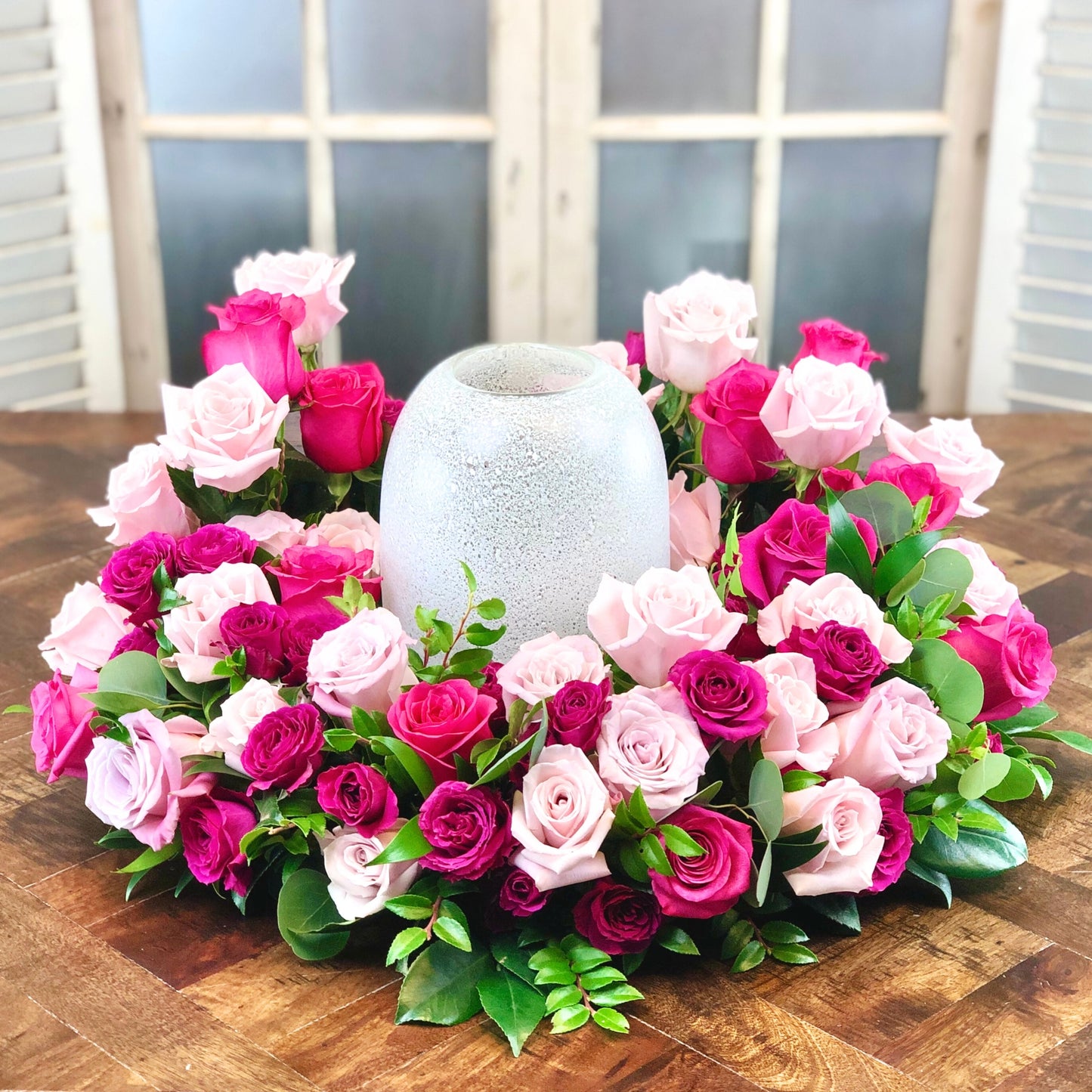 Pink Rose Garden - Sympathy Cremation Wreath
